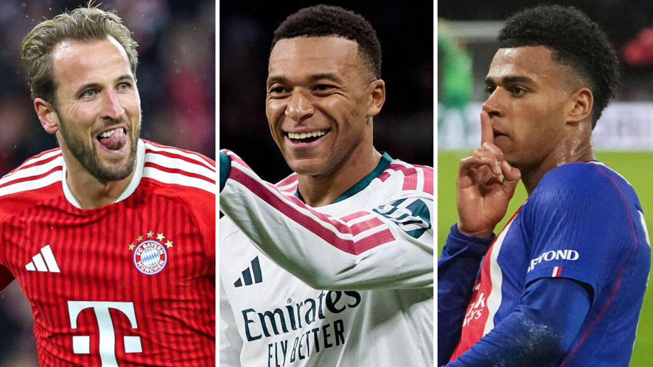 Harry, Kane, Kylian Mbappe and Desire Doue with goals.