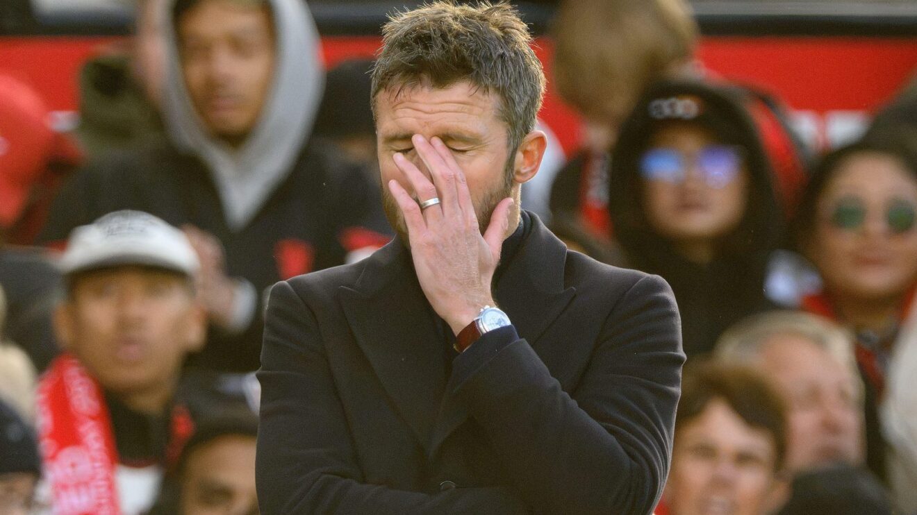 Man Utd manager Michael Carrick looks dejected during a match