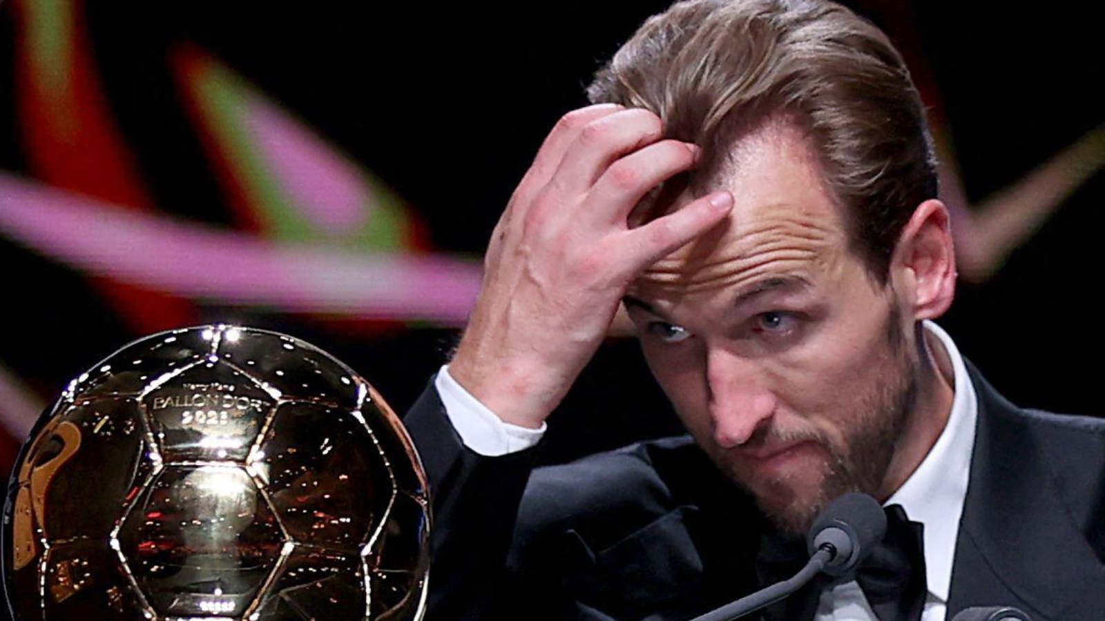 Bayern Munich and England striker Harry Kane with the Ballon dOr