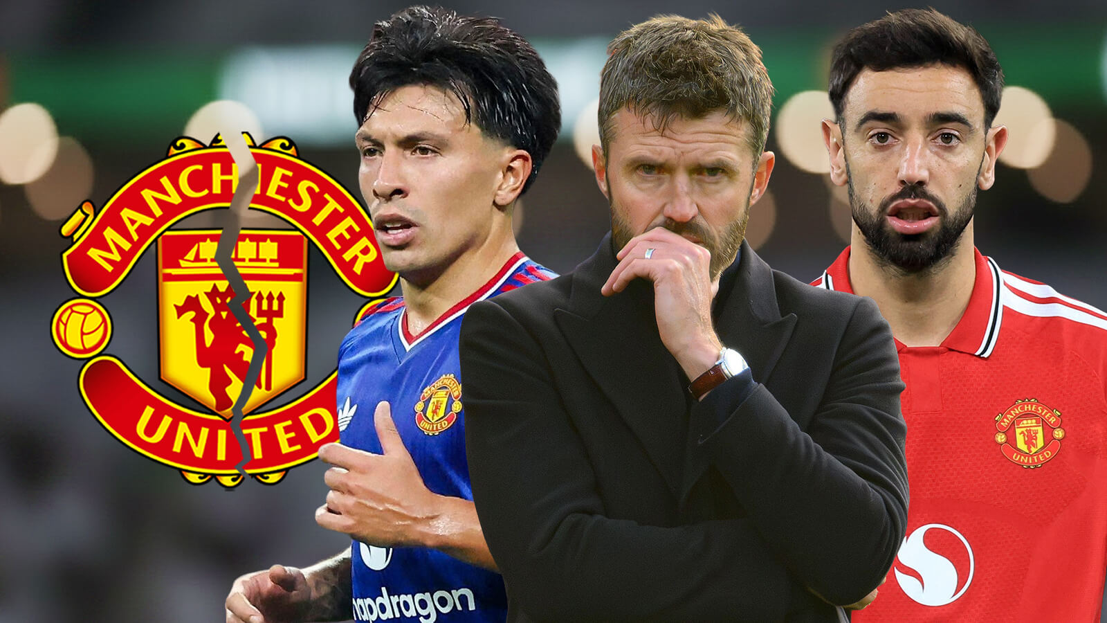 F365 One Badge Michael Carrick Lisandro Martinez Bruno Fernandes Manchester United