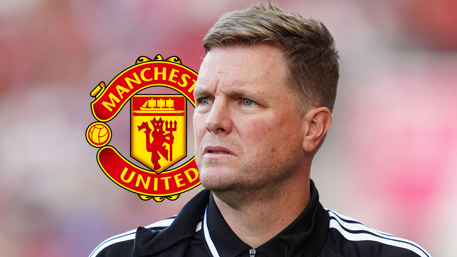 former newcastle boss eddie howe with man utd badge