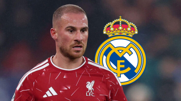 Liverpool star Alexis Mac Allister with a Real Madrid badge